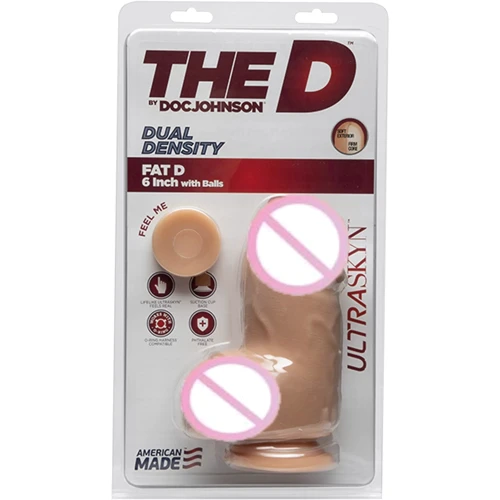 Doc Johnson Fat D 6 In w Balls Ultraskyn - толстый фаллоимитатор из киберкожи, телесный