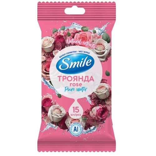 SMILE Daily Вологі серветки Роза AI 15 шт