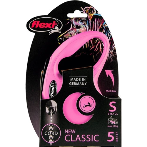 Поводок-рулетка Flexi New Classic S до 12 кг 5 м рожевий (4000498022535): Тип шнура трос