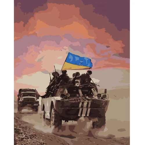 Картина за номерами Origami Українські бійці 40x50 см LW3226