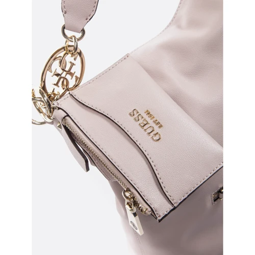 Женская сумка-мешок Guess Tara Hobo бежевая (HWEG7474020-MOT): Тип ручки Со съемным ремнем, Плечевой ремень, Длинная ручка
