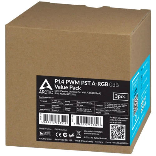 Кулер Arctic P14 PWM PST A-RGB (3-fan pack) (ACFAN00257A): Разъем 4pin