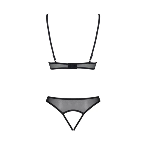 Комплект Passion Christa Set black S/M: браллет с ажурным лифом и открытыми трусиками