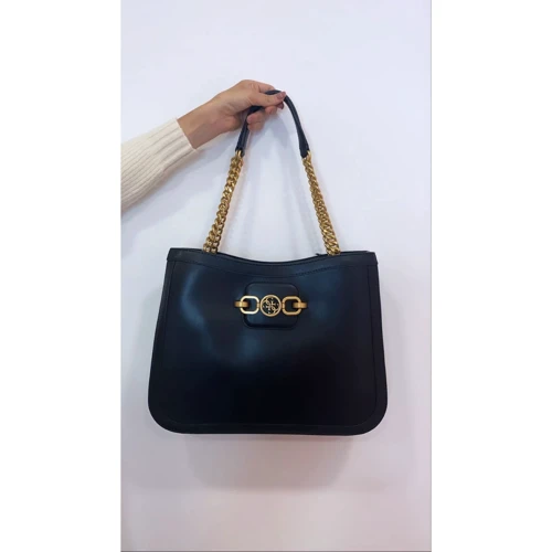 Женская сумка тоут Guess Hensely Girlfriend Tote черная (HWVB8113230-BLA): Фактура Матовая, Гладкая