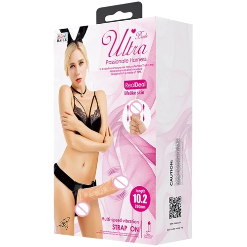 Страпон с вибрацией Ultra Passionate Harness - Strap On RealDeal 10.2" (BW-022083ZR)