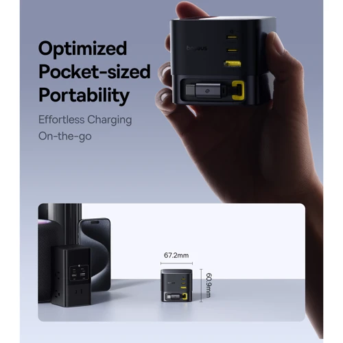 Зарядное устройство Baseus Wall Charger 2xUSB-C+USB GaN Retractable-C 100W Black (P10164001123-00) фото 15