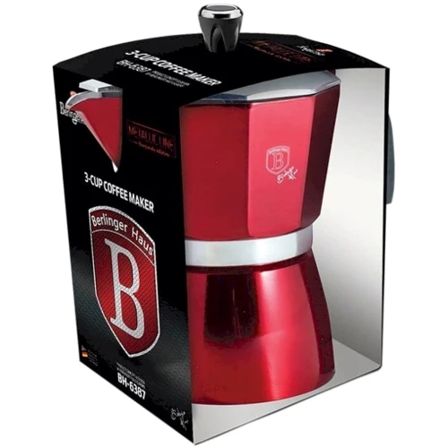 Гейзерная кофеварка Berlinger Haus Metallic Line Burgundy Edition 150мл (BH 6387): Цвет бордовый