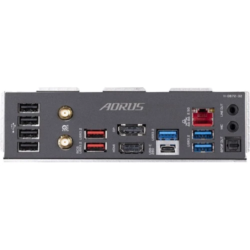 GIGABYTE Z790 AORUS ELITE AX: Разъемы на задней панели USB Type-C, USB 3.2 Gen 1, USB 2.0, HDMI, DisplayPort, Ethernet RJ-45