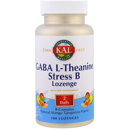 KAL, GABA L-Theanine Stress B Lozenge, Natural Mango Tangerine Flavor, 100 Lozenges (CAL-27691)