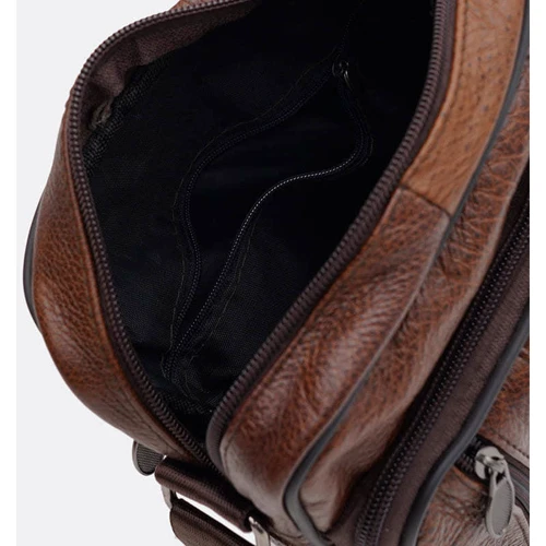 Мужская сумка через плечо Keizer коричневая (k18450sv-brown): Фактура Тканая, Матовая, Зернистая
