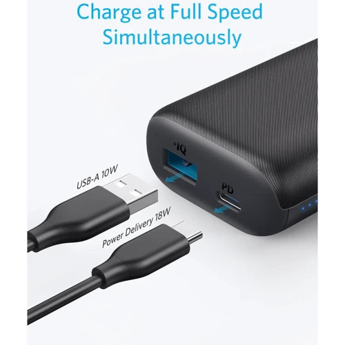 Внешний аккумулятор ANKER Power Bank PowerCore 28W 10000mAh Dark Grey (A1236HZ1): Кабели/переходники для смартфонов в комплекте USB Type-C