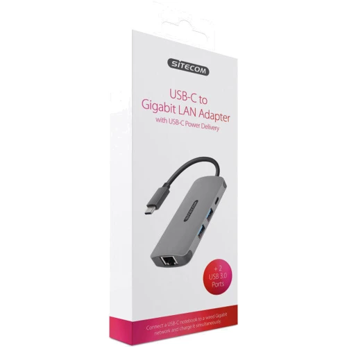 Адаптер Sitecom Adapter USB-C to RJ45+USB-C+2xUSB3.0 Space Grey (CN-378): Колір сірий