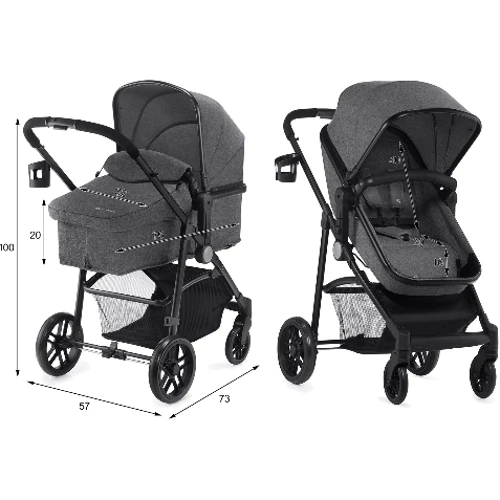 Универсальная коляска 3 в 1 Kinderkraft Juli Gray (KKWJULIGRY3000): Ширина шасси 57 см