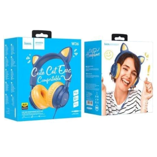 Наушники Hoco W36 Cat Ear 3.5mm Midnight Blue: Дополнительно С ушками