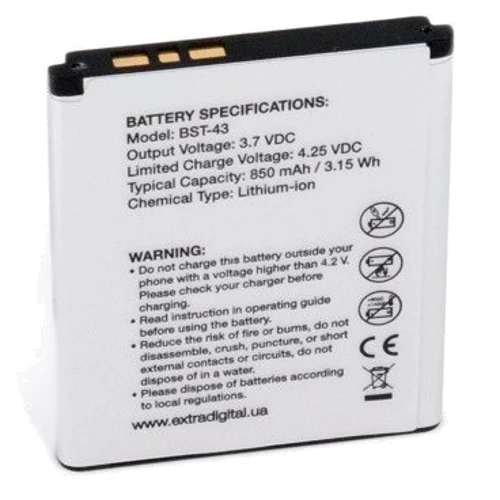 Аккумулятор ExtraDigital 850mAh (BMS6357) for Sony Ericsson BST-43: Производитель ExtraDigital