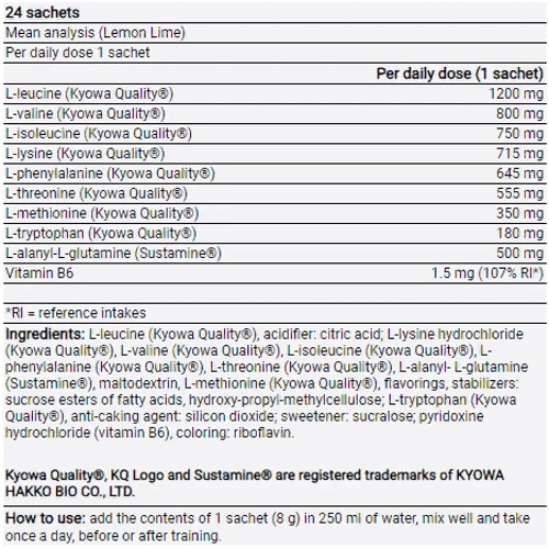 Аминокислота для спорта Yamamoto Nutrition Amino DEX powder 192 g /24 servings/ Lemon Lime: Вкус Лайм, Лимон