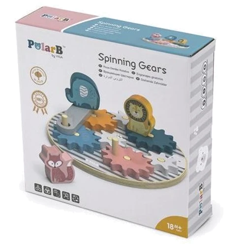 Деревянный игровой набор Viga Toys PolarB Шестеренки со зверятами (44006)