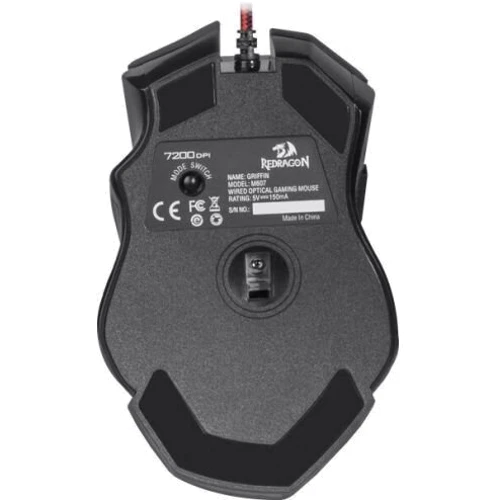 Мышь Redragon Griffin USB Black (75093): Максимальное разрешение сенсора, dpi 7200