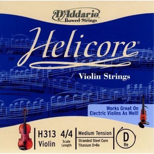 Комплект струн D'addario Helicore Violin Single D String 4/4 Scale Medium Tension: Назначение Для скрипки