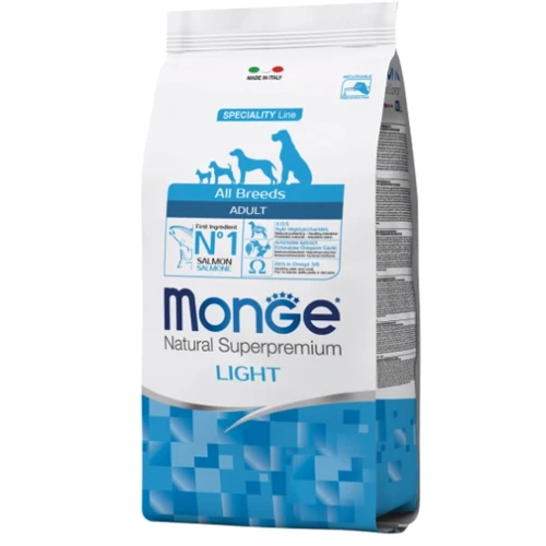 Сухой корм низкокалорийный Monge DOG All breeds Adult Light лосось с рисом 12 кг (70011235)