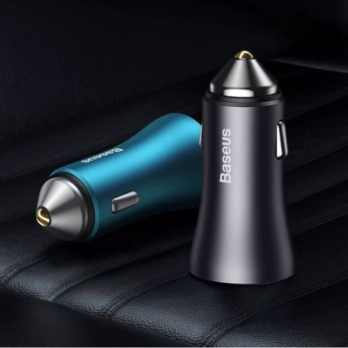 Зарядное устройство Baseus Car Charger USB+USB-C Golden Contactor 60W Blue (CGJM000103) фото 6