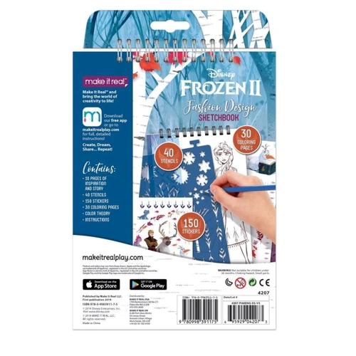 Блокнот с трафаретами Make It Realдля создания модных коллекций Холодное сердце 2