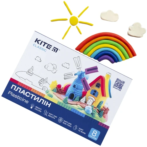 Пластилин восковой Kite Classic 8 цветов 160 г (K-082): Производитель KITE