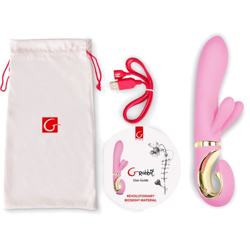 Gvibe Grabbit - Candy Pink вибратор-кролик с тремя моторчиками, 18x3.5 см