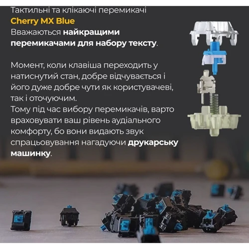 Клавиатура Ducky One 3 Cherry MX Blue RGB White UA (DKON2108ST-CUAPXPWWWSC1): Количество клавиш 108