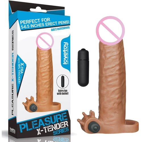 Насадка на член LoveToy Pleasure X-Tender Vibrating Penis Sleeve Add 2" Brown