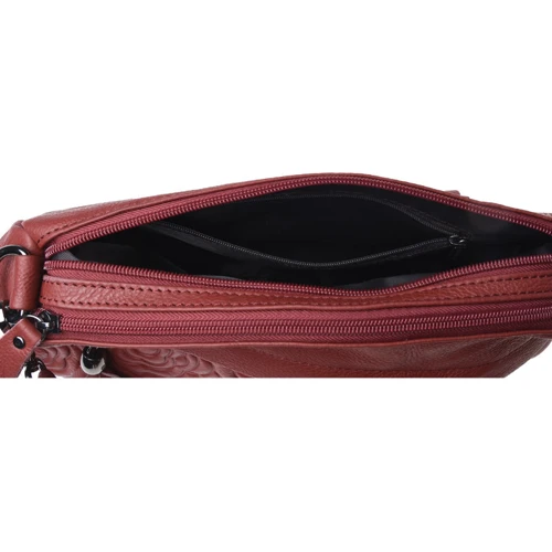 Женская сумка через плечо Borsa Leather красная (K1840-red): Тип ручки Со съемным ремнем, Со съемной ручкой, Плечевой ремень, Короткая ручка