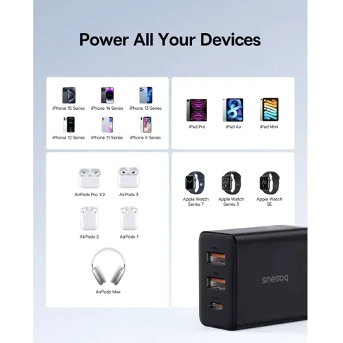 Зарядное устройство Baseus Wall Charger 2xUSB+USB-C Cube Fast Charger 30W Cluster Black (P10111402113-00) фото 11
