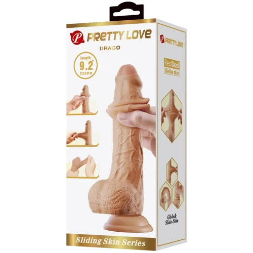 Фалоімітатор з ефектом ковзаючої шкіри LYBAILE Pretty Love DRACO Sliding Skin 9.2" (BW-008116LP)