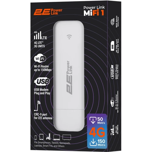 3G модем 2E PowerLink MiFi-1 2024 (694743655322): Интерфейс подключения Wi-Fi, USB