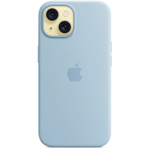 Чехол для iPhone Apple Silicone Case with MagSafe Light Blue (MWND3) for iPhone 15: Материалы Силикон