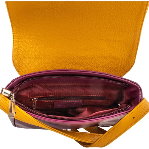 Женская сумка почтальонка Laskara разноцветная (LK-10245-yellow-purple): Пол Женский