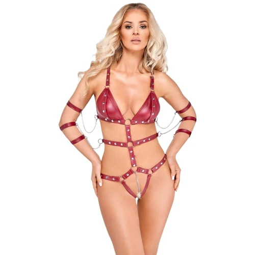 Боди с фиксаторами для рук Orion Bad Kitty Strap Body Red, L