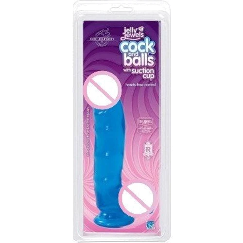 Фаллоимитатор Doc Johnson Jelly Jewels - Cock and Balls with Suction Cup - Blue