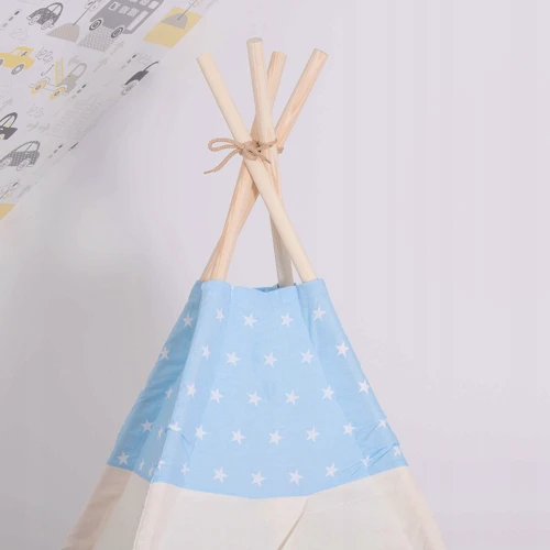 Детская палатка Springos Tipi XXL вигвам бело-голубая (TIP06)