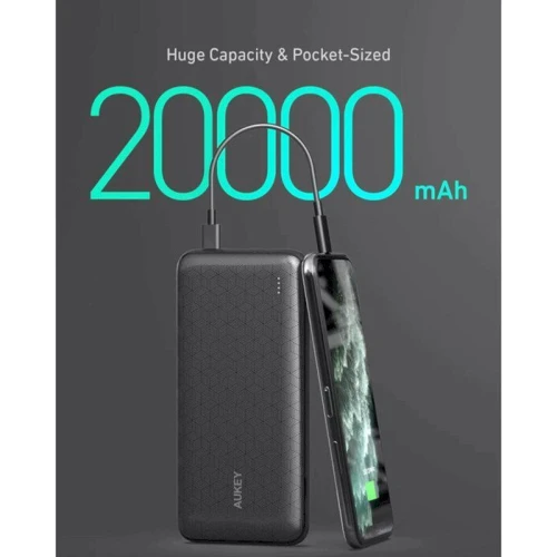 Внешний аккумулятор AUKEY Power Bank 20000mAh USB C Ultra Slim Power Bank with 18W PD Black (PB-N93A): Кабели/переходники для смартфонов в комплекте USB Type-C