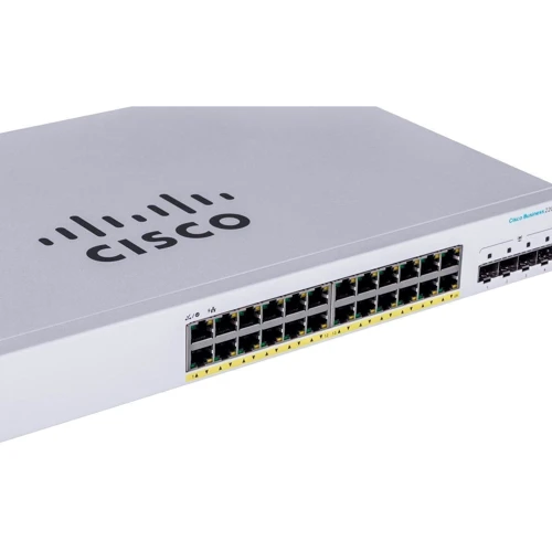 Мережевий комутатор Cisco CBS220-24P-4G-EU: Кількість портів Gigabit Ethernet (10/100/1000) 24