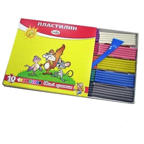 Пластилін Гамма Юний художник, зі стеком, 140 г, 10 кольорів
