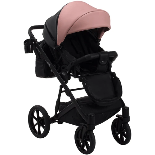 Коляска 2 в 1 Bair Kiwi кожа 100% BK-44/15 розовый (пудра) - черный: Ширина шасси 58