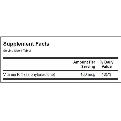 Swanson Vitamin K-1 100 mcg Витамин К-1 100 таблеток: Тип Витамин K