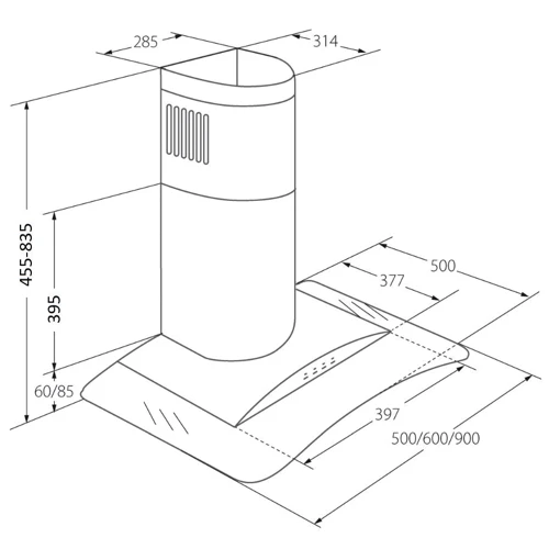 Витяжка AKPO WK-4 Largo Eco 90 Inox: Тип фільтра повітря Рециркуляция, Отвод
