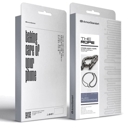 Ремешок для смартфона ArmorStandart Rope Black Monochrome with Clear holder (ARM76091) фото 5