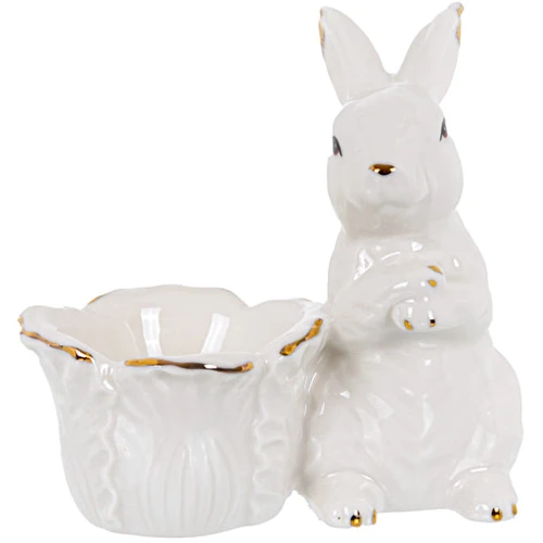 Тримач для яєць Lefard Кролик з капустою 10 см (149-478): Матеріал фарфор
