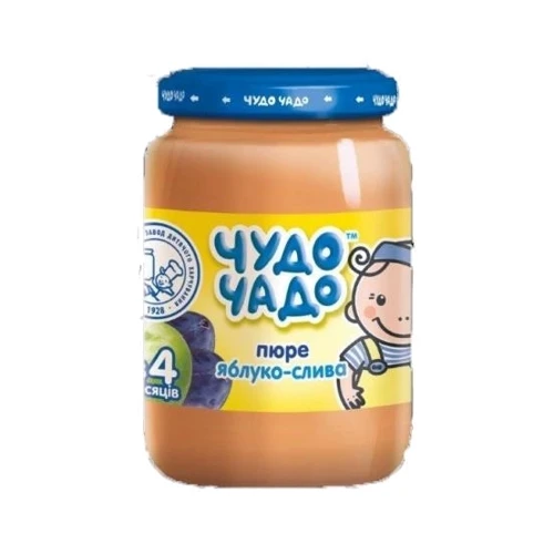 Пюре Чудо-чадо Яблоко и слива с сахаром, 170 г