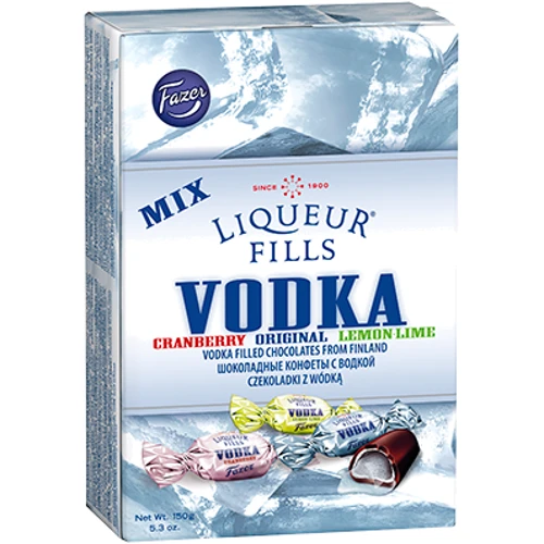 Конфеты "Liqueur Fills Vodka Mix" с тремя вкусами водки Fazer, 150г (EDH6411401072758)