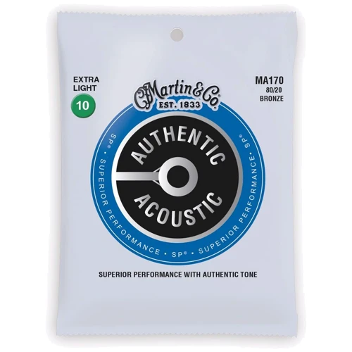 Струна для гитар Струны MARTIN MA170 Authentic Acoustic SP 80/20 Bronze Extra Light (10-47)